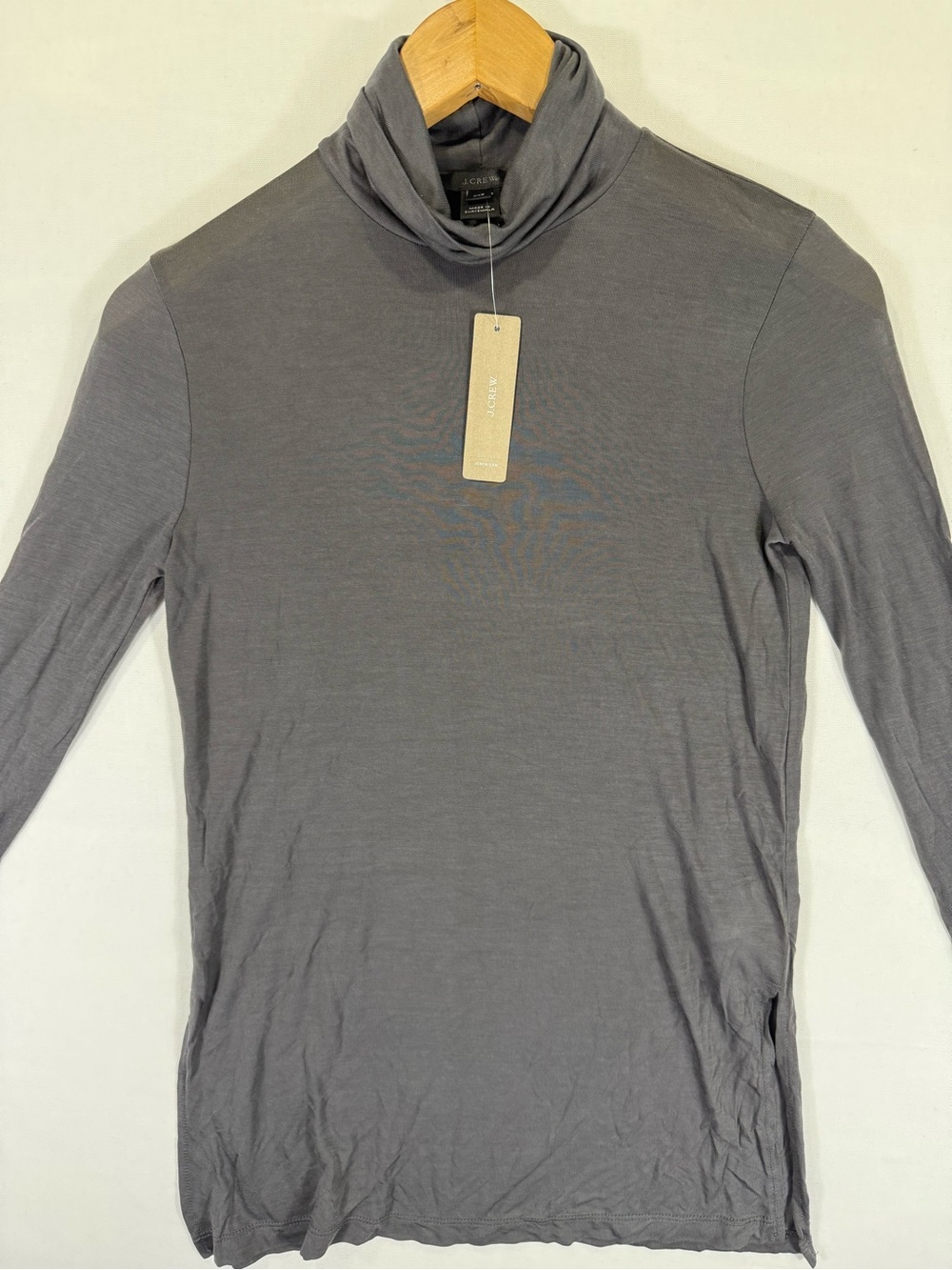 J. Crew Women's Gray Long-Sleeve Turtleneck Top